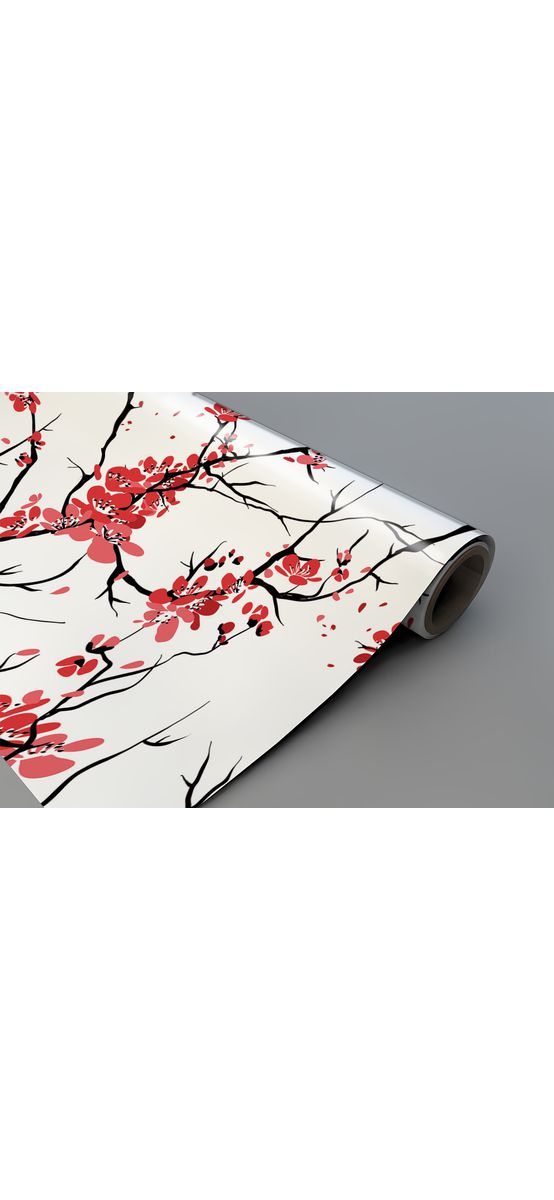 Autocolant blat masă, model cireș japonez, 100 x 100 cm, racletă inclusă