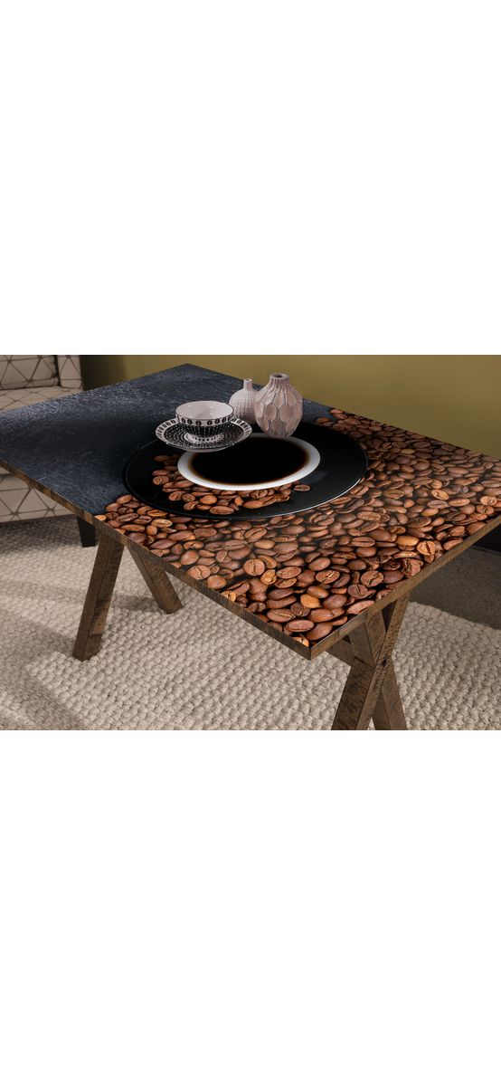 Autocolant blat masă, model cafea, 100 x 100 cm, racletă inclusă