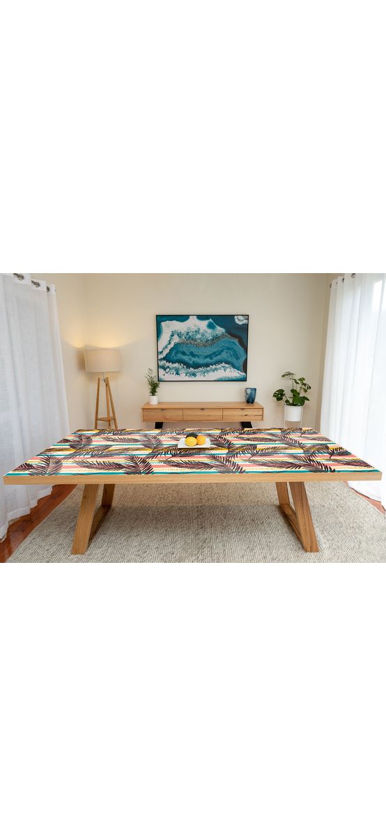 Autocolant blat masă, model frunze retro, 100 x 100 cm, racletă inclusă