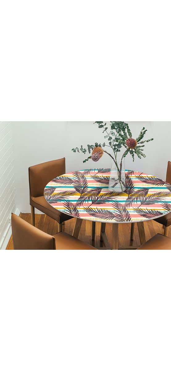 Autocolant blat masă, model frunze retro, 100 x 100 cm, racletă inclusă