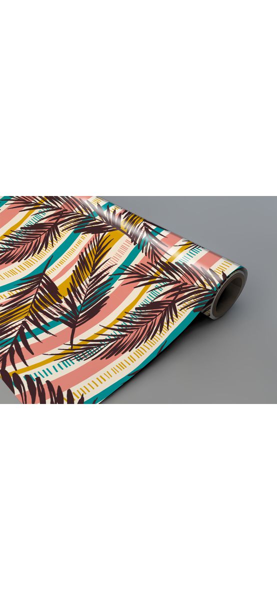 Autocolant blat masă, model frunze retro, 100 x 100 cm, racletă inclusă