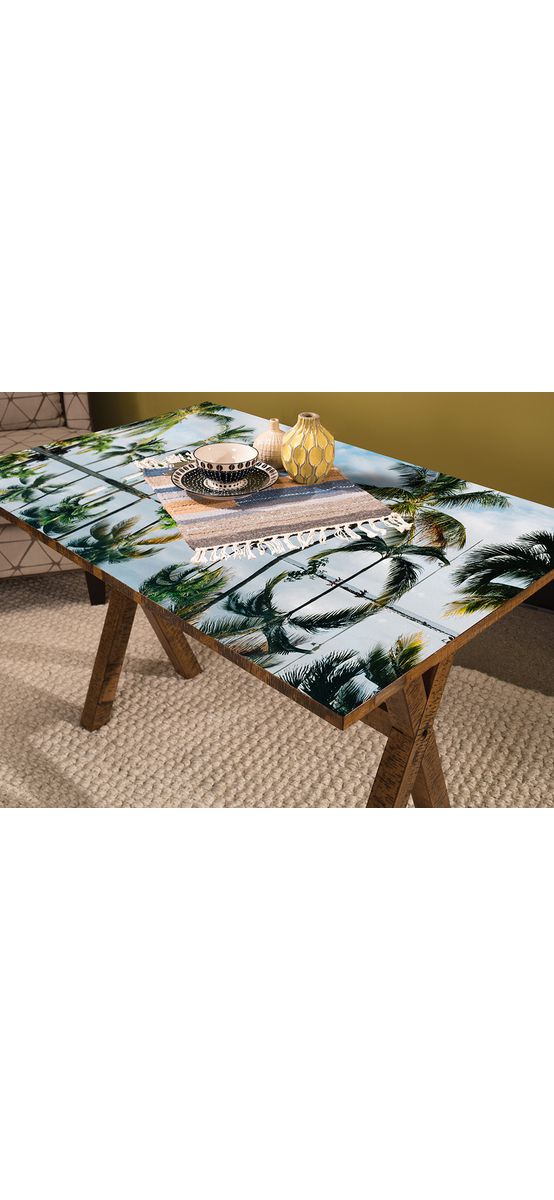 Autocolant blat masă, model palmieri, 100 x 100 cm, racletă inclusă