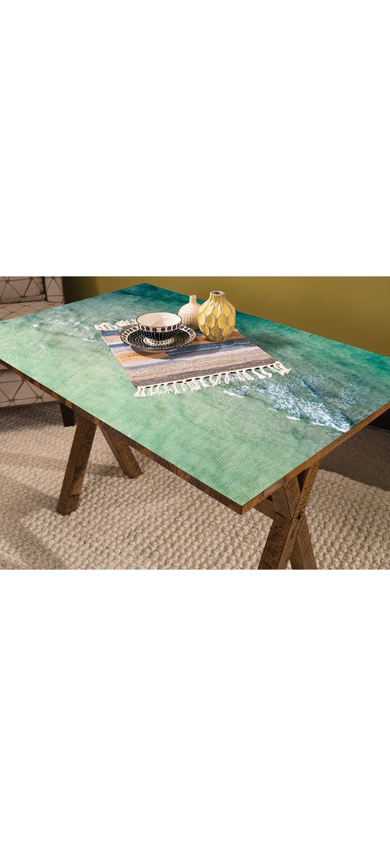 Autocolant blat masă, model valuri, 100 x 100 cm, racletă inclusă
