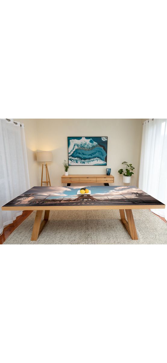 Autocolant blat masă, model turnul Eiffel, 100 x 100 cm, racletă inclusă