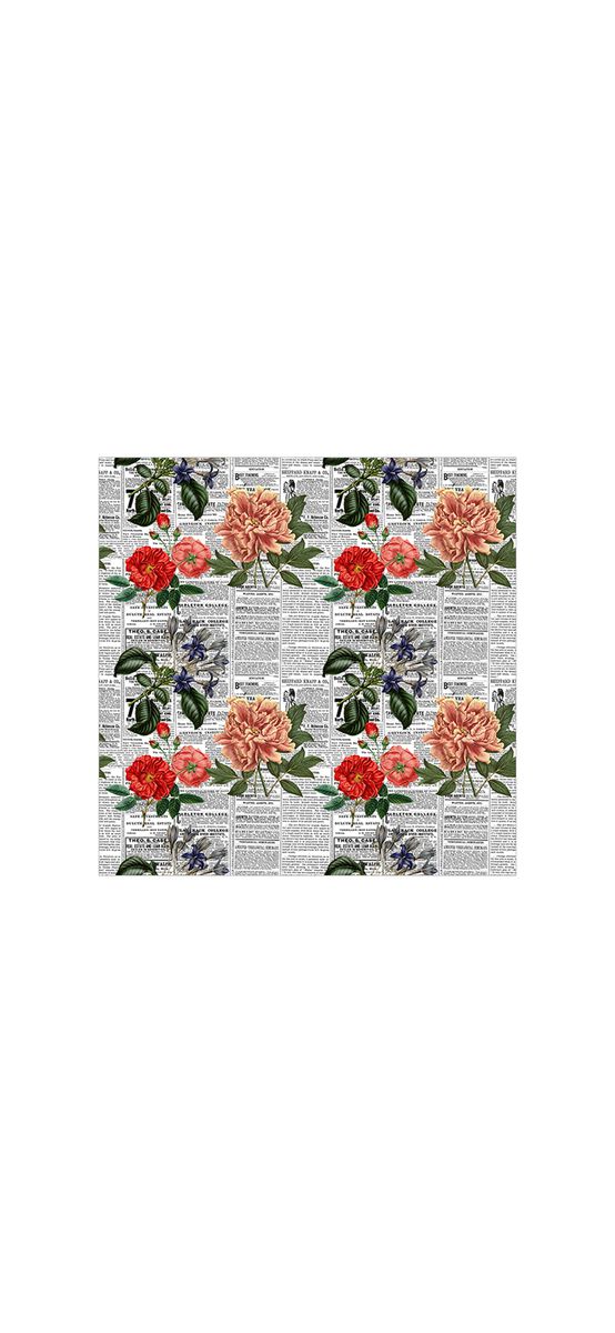 Autocolant decorativ, model ziar cu flori multicolor, 100 cm lățime
