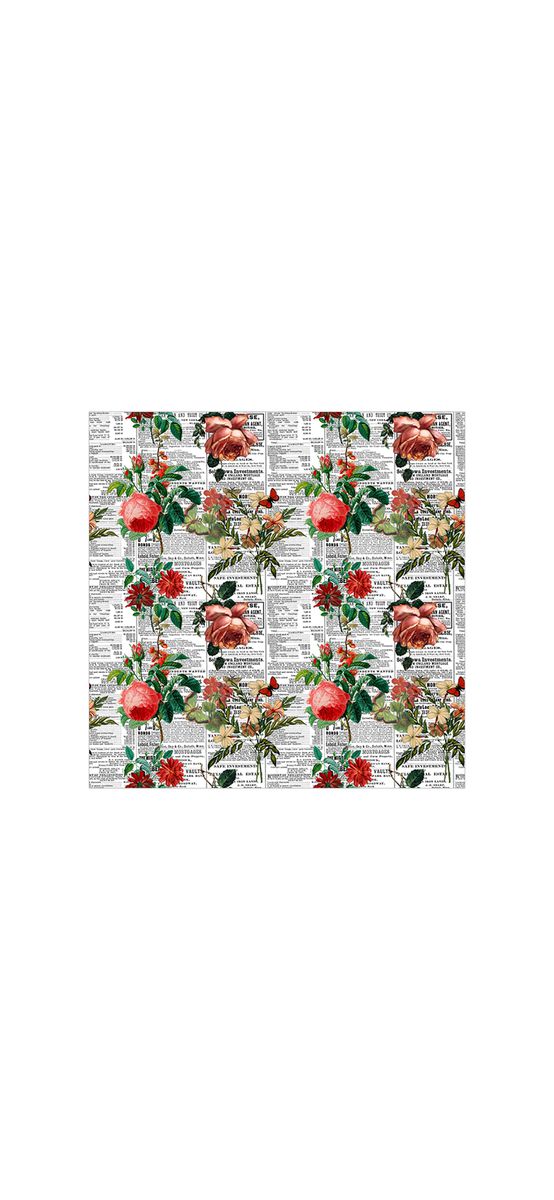 Autocolant decorativ, model ziar cu flori nuanțe de roșu, 100 cm lățime