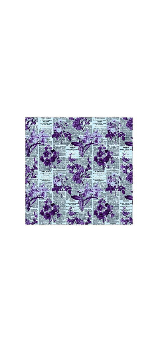 Autocolant decorativ, model ziar cu flori mov, 100 cm lățime