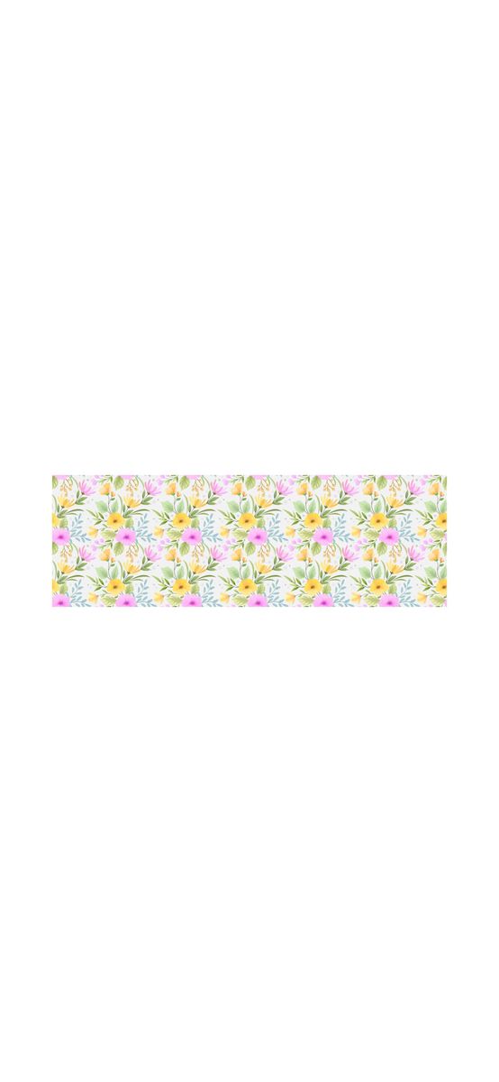 Autocolant mobilă decorativ, Folina, model flori mov cu galben, 122 cm lăţime