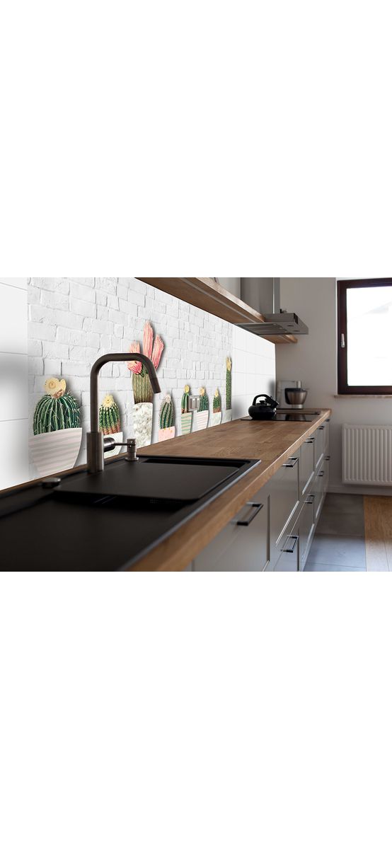 Autocolant perete bucătărie Cactus, Folina, model orizontal, rolă de 67x200 cm, cu racletă şi cutter incluse