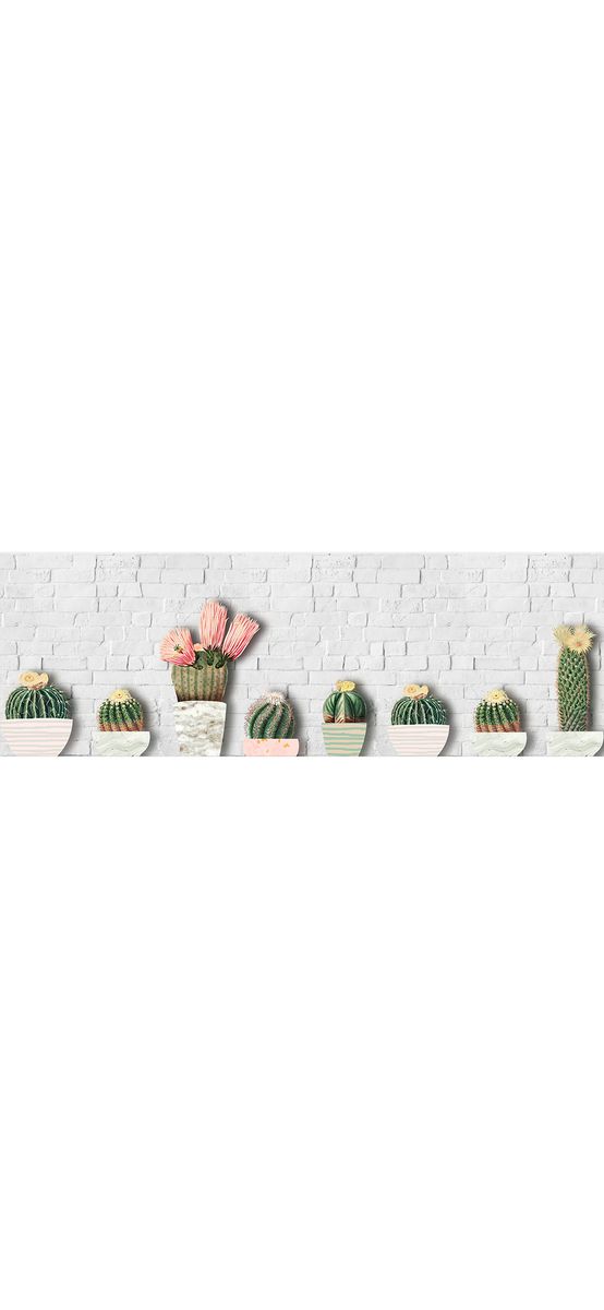 Autocolant perete bucătărie Cactus, Folina, model orizontal, rolă de 67x200 cm, cu racletă şi cutter incluse