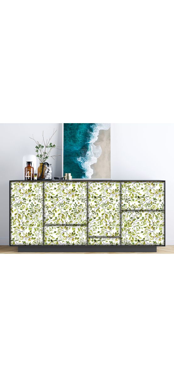 Autocolant perete cu model floral lime, Folina, aspect lucios, 100 cm lăţime