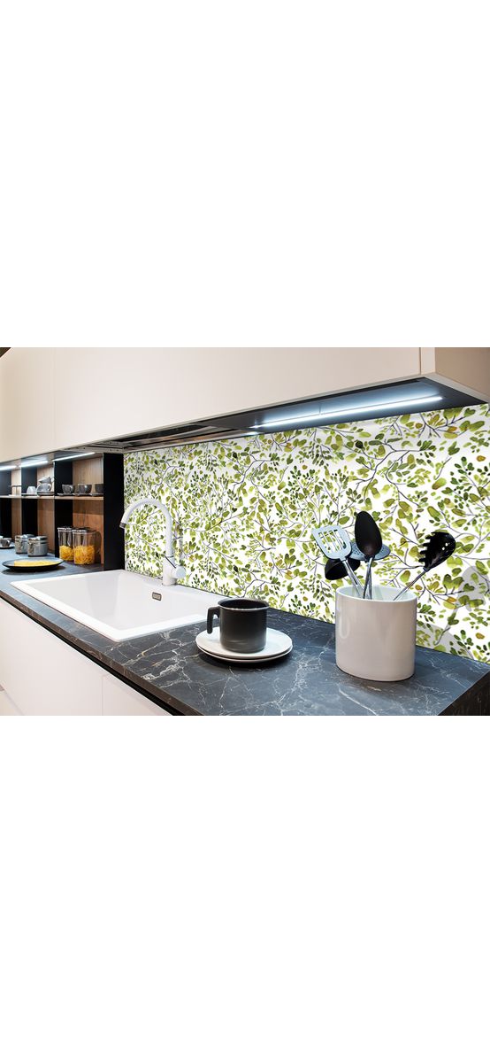 Autocolant perete cu model floral lime, Folina, aspect lucios, 100 cm lăţime