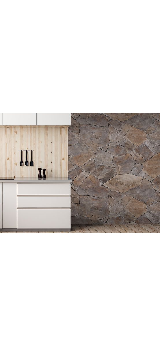 Tapet autoadeziv piatră castanie, Folina, pentru bucătărie, baie, balcon, hol, rolă de 130x250 cm