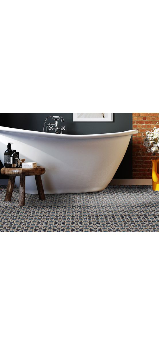 Autocolant gresie şi podele, Folina, model albastru, rolă de 200x120 cm