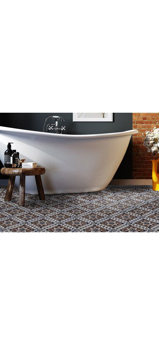Autocolant gresie şi podele, Folina, model romburi maro, rolă de 200x120 cm 