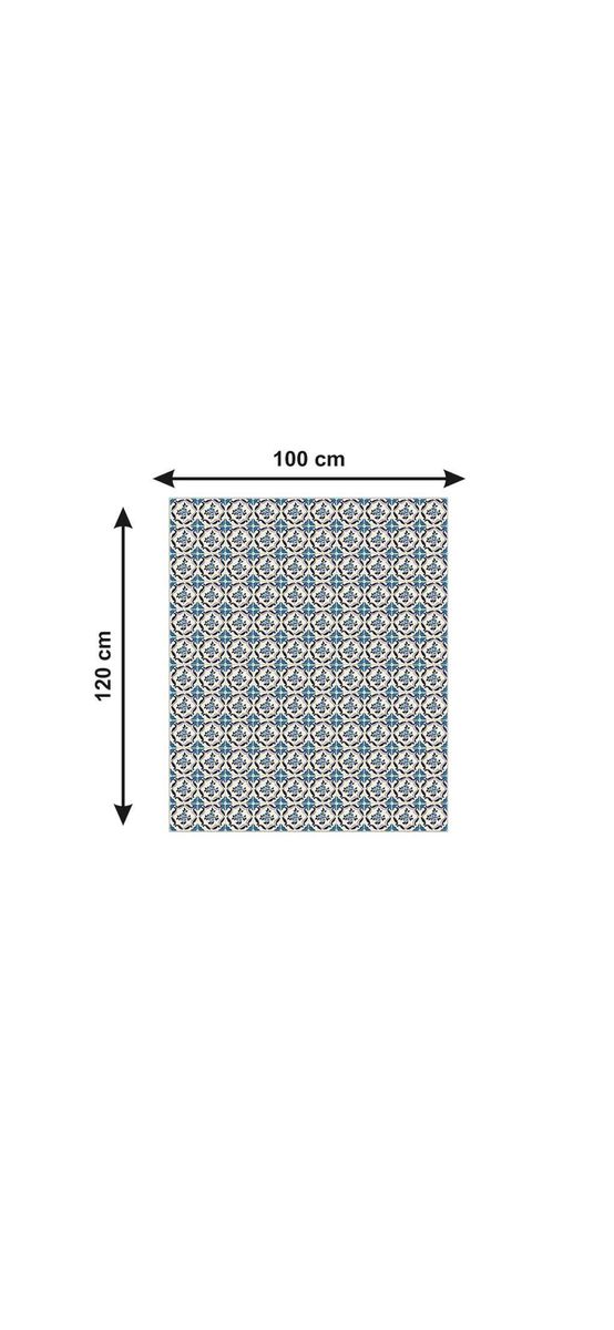 Autocolant gresie şi podele, Folina, model floral bej/albastru, 120 cm lăţime