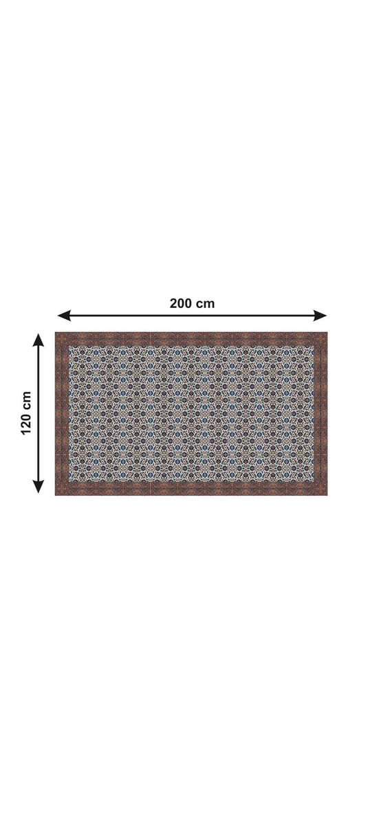 Autocolant gresie şi podele, Folina, model floral albastru/maro, rolă de 200x120 cm