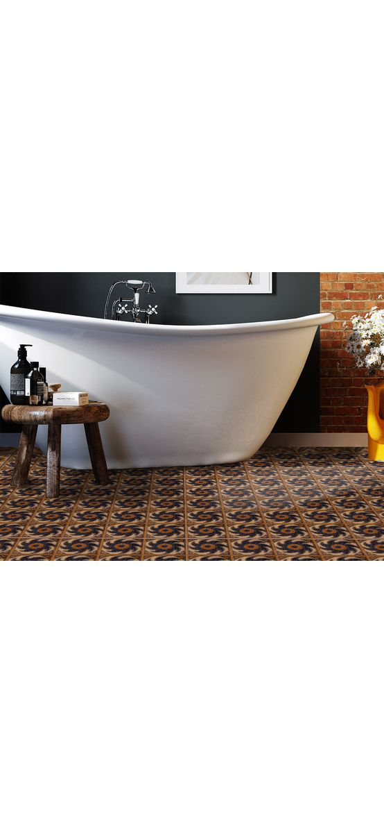Autocolant gresie şi podele, Folina, model spirale maro, rolă de 200x120 cm
