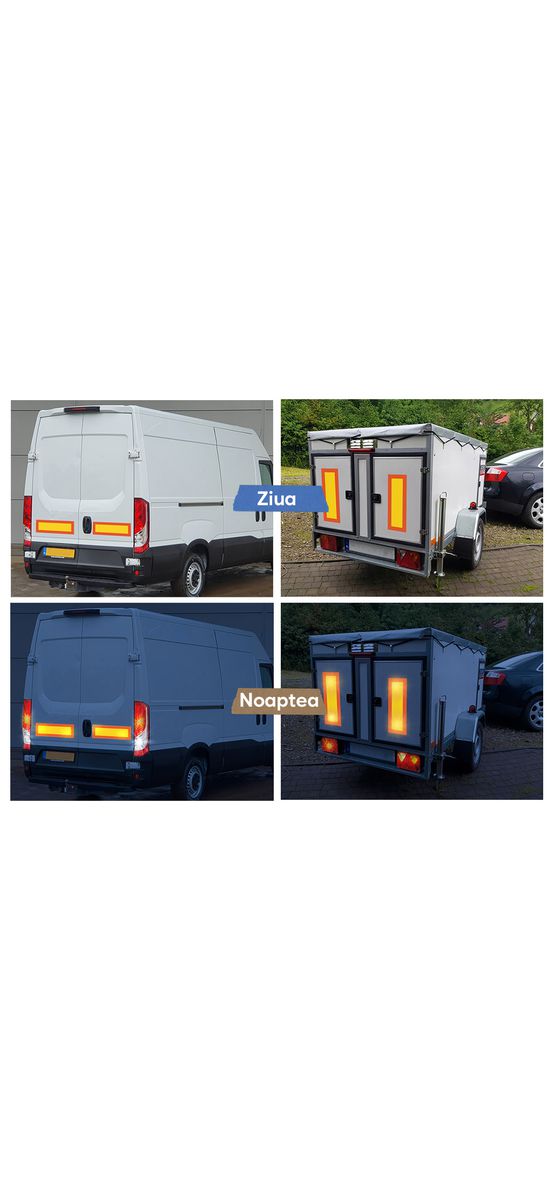 Autocolant reflectorizant tip bandă pentru vehicule și remorci, set 2 bucăți 565x200 mm