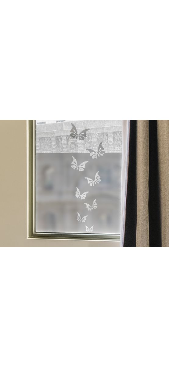 Folie geam autoadezivă Fluturi, cu model decupat, rolă de 61x70 cm, racletă inclusă 