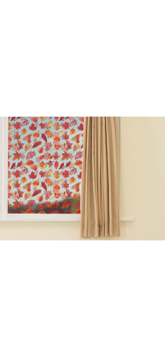 Folie geam autoadezivă, Folina, sablare cu  frunze arămii , rolă de 100x250 cm, racletă inclusă