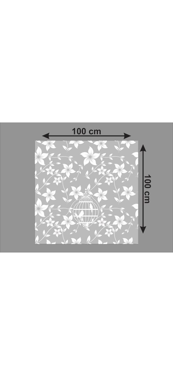 Folie geam autoadezivă Bird Garden, sablare cu imprimeu floral alb, rolă de 100x200cm