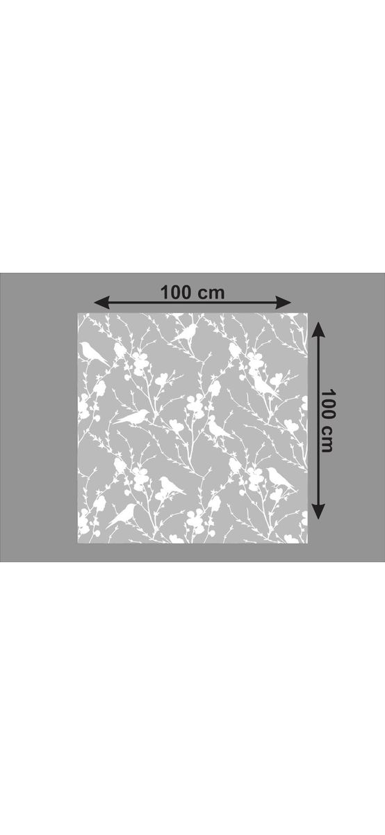 Folie geam autoadezivă, Folina Veneciano White, sablare cu crengi şi păsări, model alb, 100 cm latime