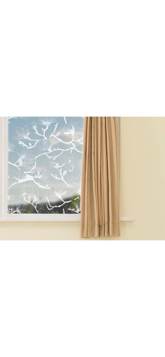 Folie geam autoadezivă Credenza, Folina, sablare cu model floral alb, 100 cm lăţime