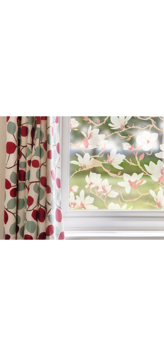 Folie geam autoadezivă Credenza, Folina, sablare cu model floral bej, 100 cm lăţime