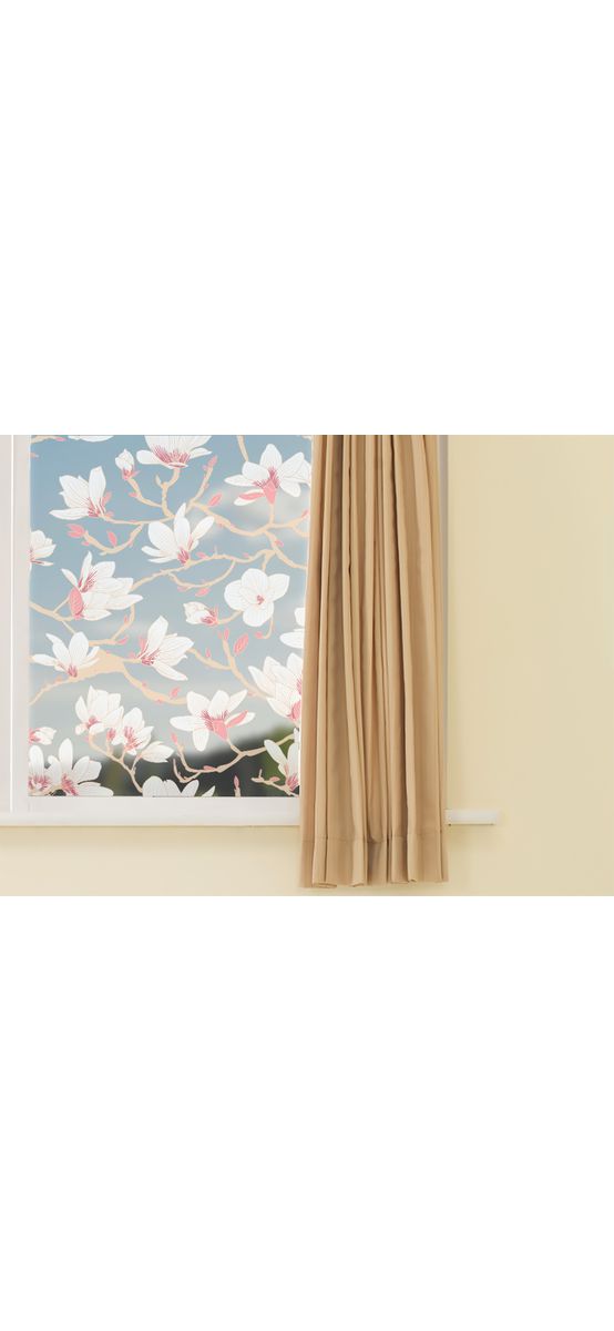 Folie geam autoadezivă Credenza, Folina, sablare cu model floral bej, 100 cm lăţime