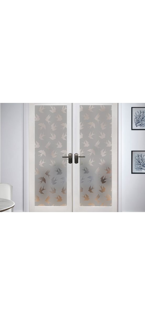 Folie  sablare uşă din sticlă, Folina, model păsări, rolă de 100x210 cm, cu racletă aplicare