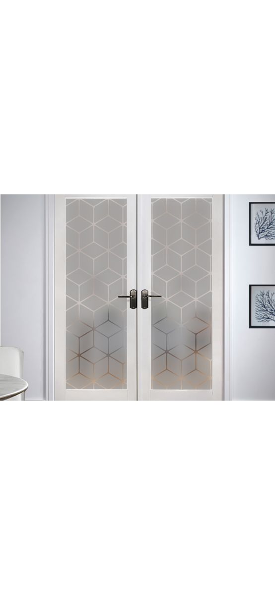 Folie sablare uşă din sticlă, Folina, model geometric, rolă de 100x210 cm, cu racletă aplicare