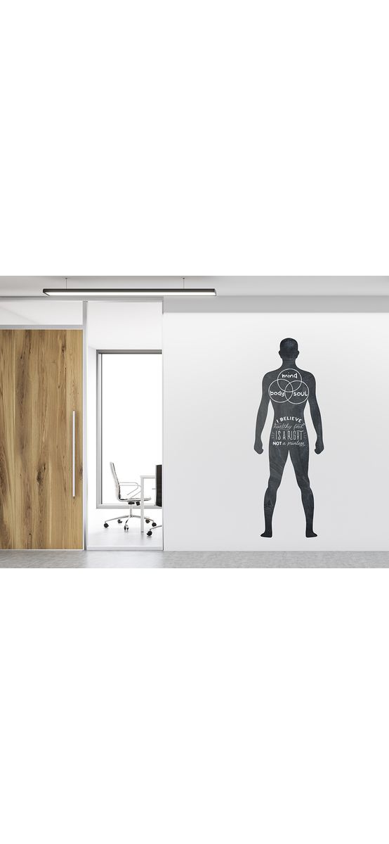 Sticker tip tablă de scris, Folina, model corp uman, 61x175 cm, racletă de aplicare inclusă în set