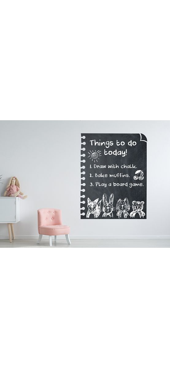 Sticker tip tablă de scris, Folina, model notițe, 120x154 cm, racletă de aplicare inclusă în set