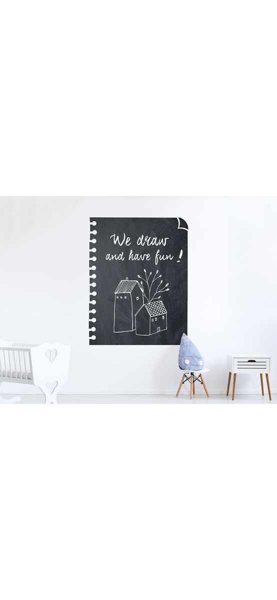 Sticker tip tablă de scris, Folina, model notițe, 120x154 cm, racletă de aplicare inclusă în set