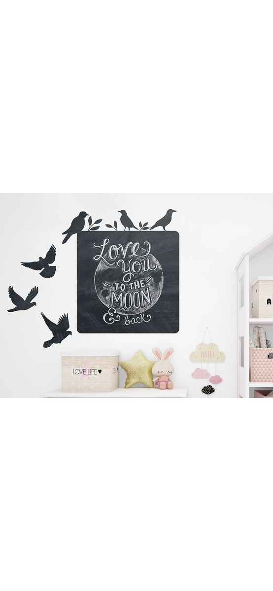 Sticker tip tablă de scris, Folina, panou cu păsări, 100x120 cm, racletă de aplicare inclusă în set