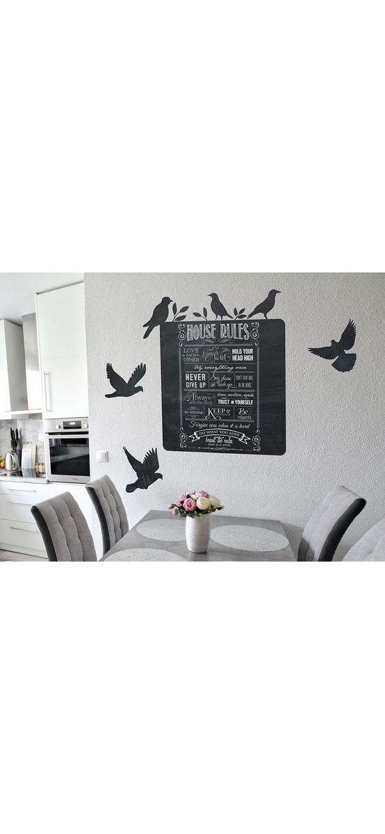 Sticker tip tablă de scris, Folina, panou cu păsări, 100x120 cm, racletă de aplicare inclusă în set