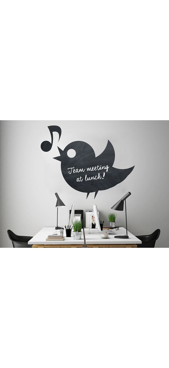 Sticker tip tablă de scris, Folina, model pasăre, 85x120 cm, racletă de aplicare inclusă în set