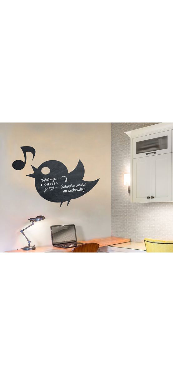 Sticker tip tablă de scris, Folina, model pasăre, 85x120 cm, racletă de aplicare inclusă în set