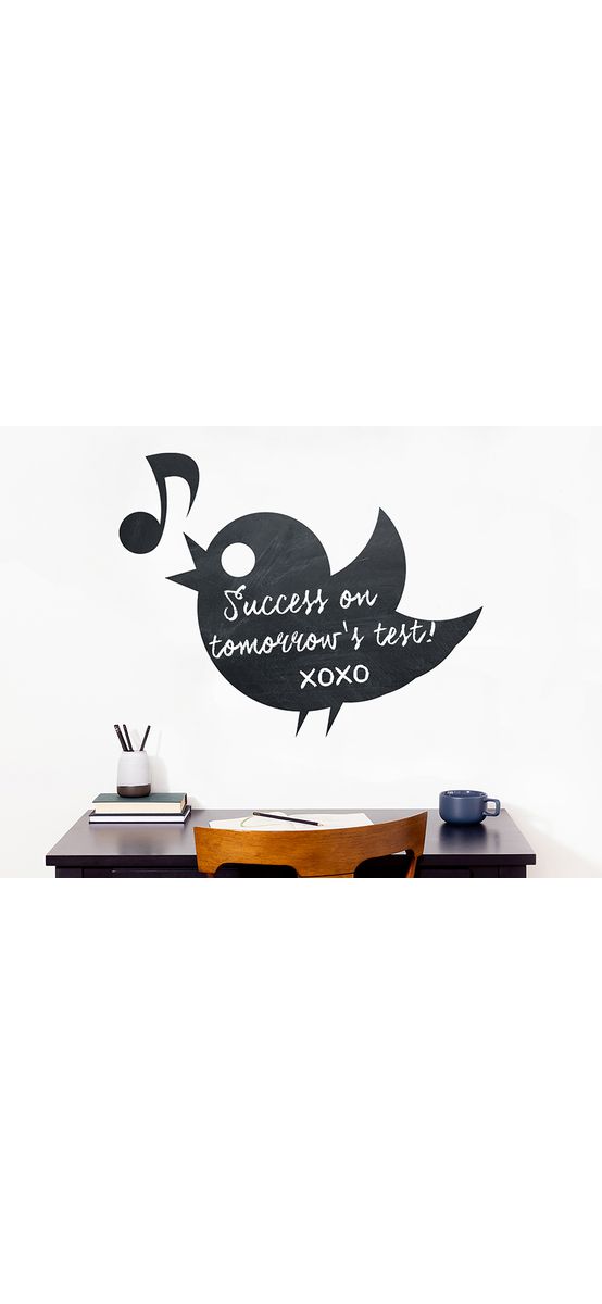 Sticker tip tablă de scris, Folina, model pasăre, 85x120 cm, racletă de aplicare inclusă în set