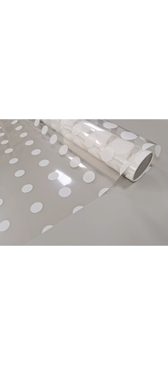 Folie geam cu buline albe, autoadezivă, rolă mare de 120x250 cm + racletă și cutter incluse