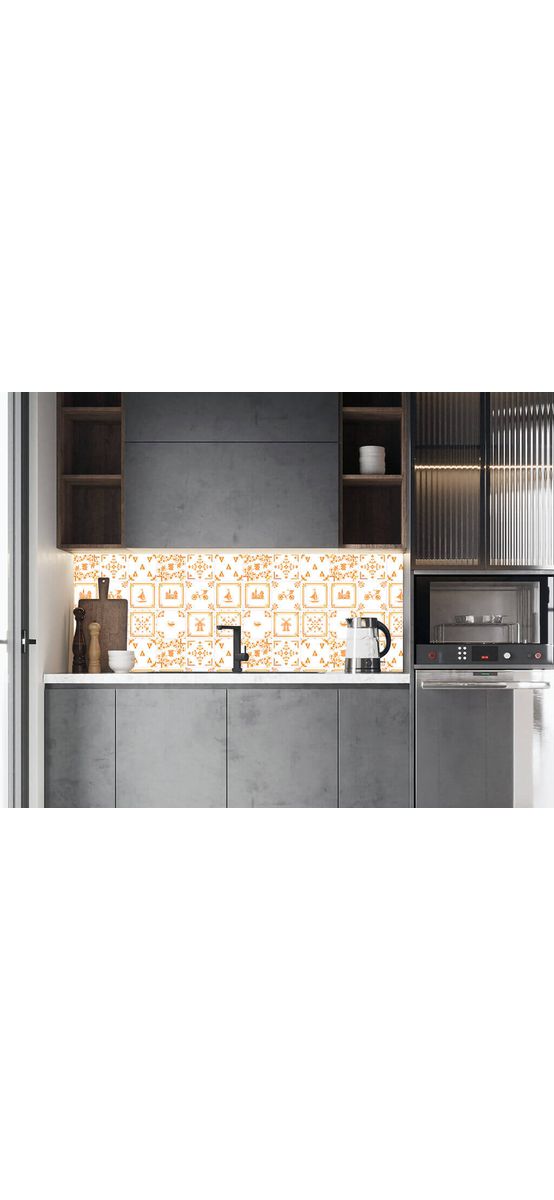 Autocolant perete imitaţie faianţă decorativă bej, Folina, material rezistent la căldură şi apă, rolă de 60x200 cm