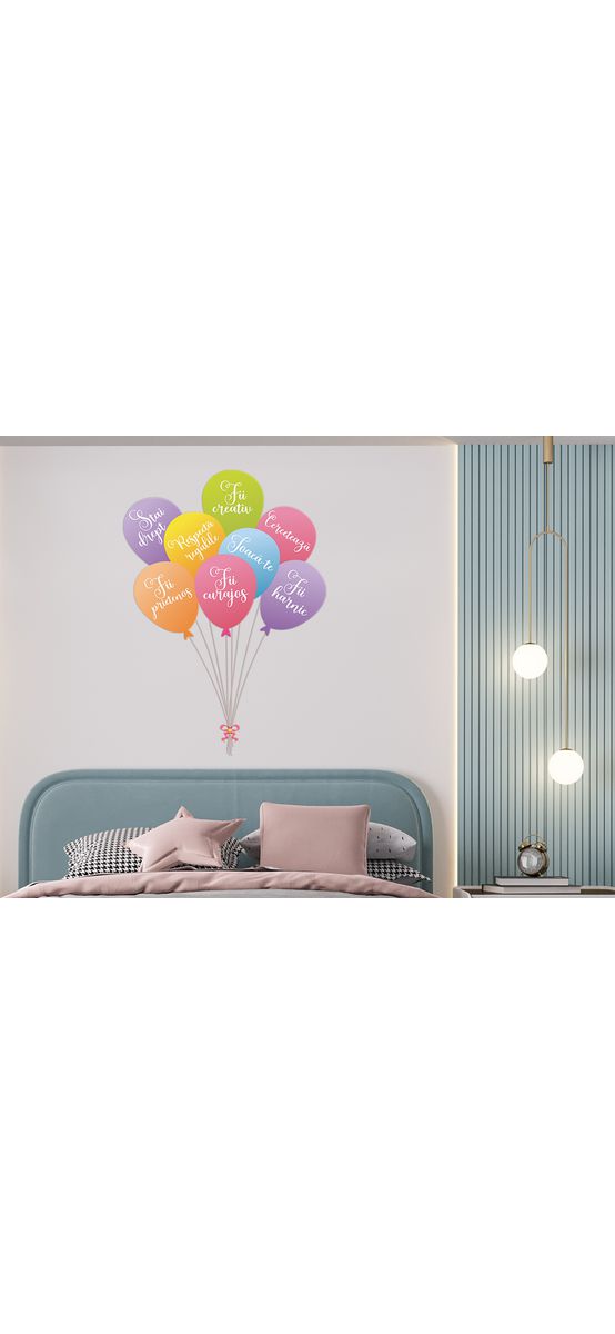 Sticker Baloane cu mesaje, Folina, multicolor, planșă mare de 145 cm, racletă de aplicare inclusă