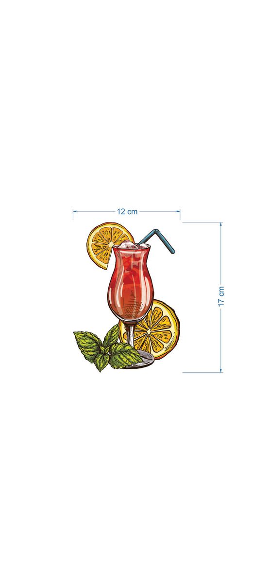 Set 17 stickere faianţă bucătărie, Folina, model Cocktails, multicolor