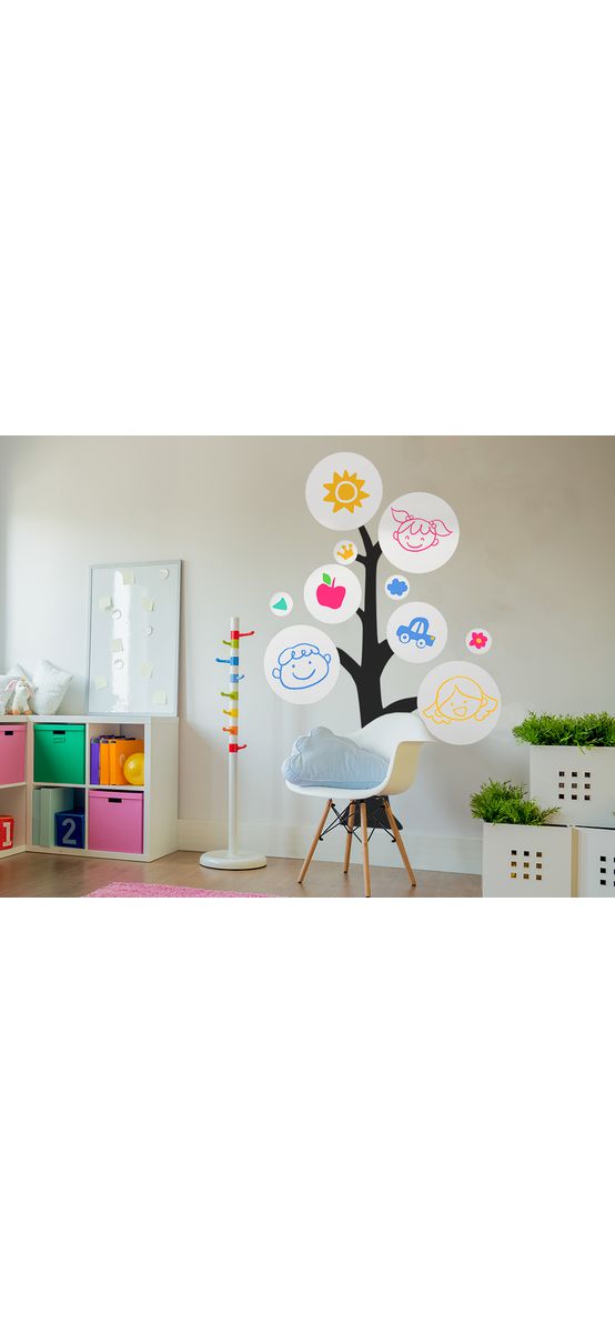 Sticker Copacul cu mesaje, tip tablă de scris whiteboard, 185 cm înălţime, cu set markere colorate