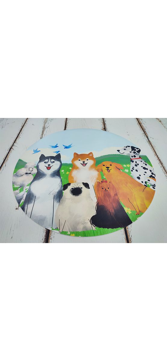 Covor antiderapant pentru animale de companie, model Dogs, linoleum antiderapant, rotund