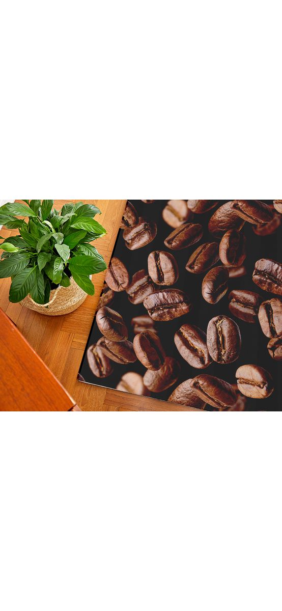 Covor antiderapant pentru bucătărie, din pvc, model Coffee Beans, linoleum antiderapant la rolă de 80 cm lățime
