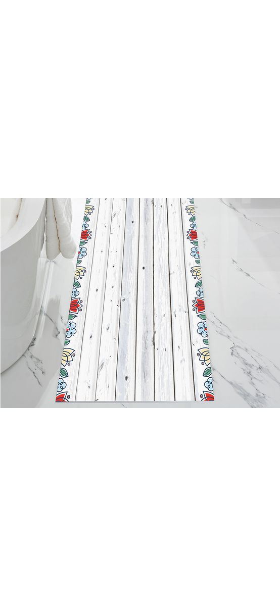 Covor antiderapant din vinil, trasersa cu model lemn gri, pentru hol și terasă, 80x300 cm