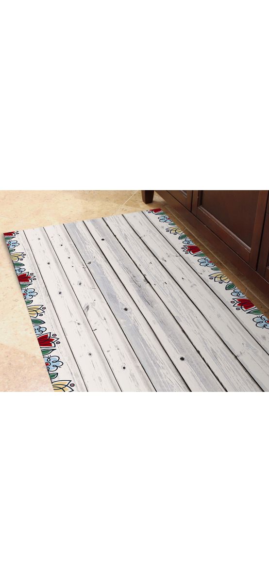 Covor antiderapant din vinil, trasersa cu model lemn gri, pentru hol și terasă, 80x300 cm