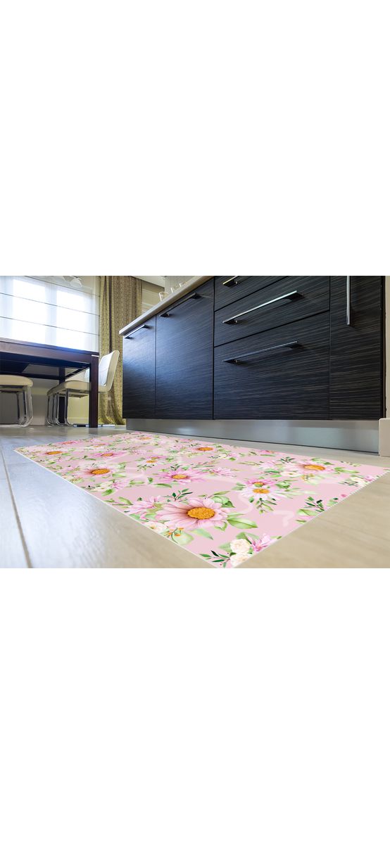 Covor antiderapant pentru hol și terasă, din pvc, model floral watercolor, linoleum antiderapant la rolă de 80x158 cm.